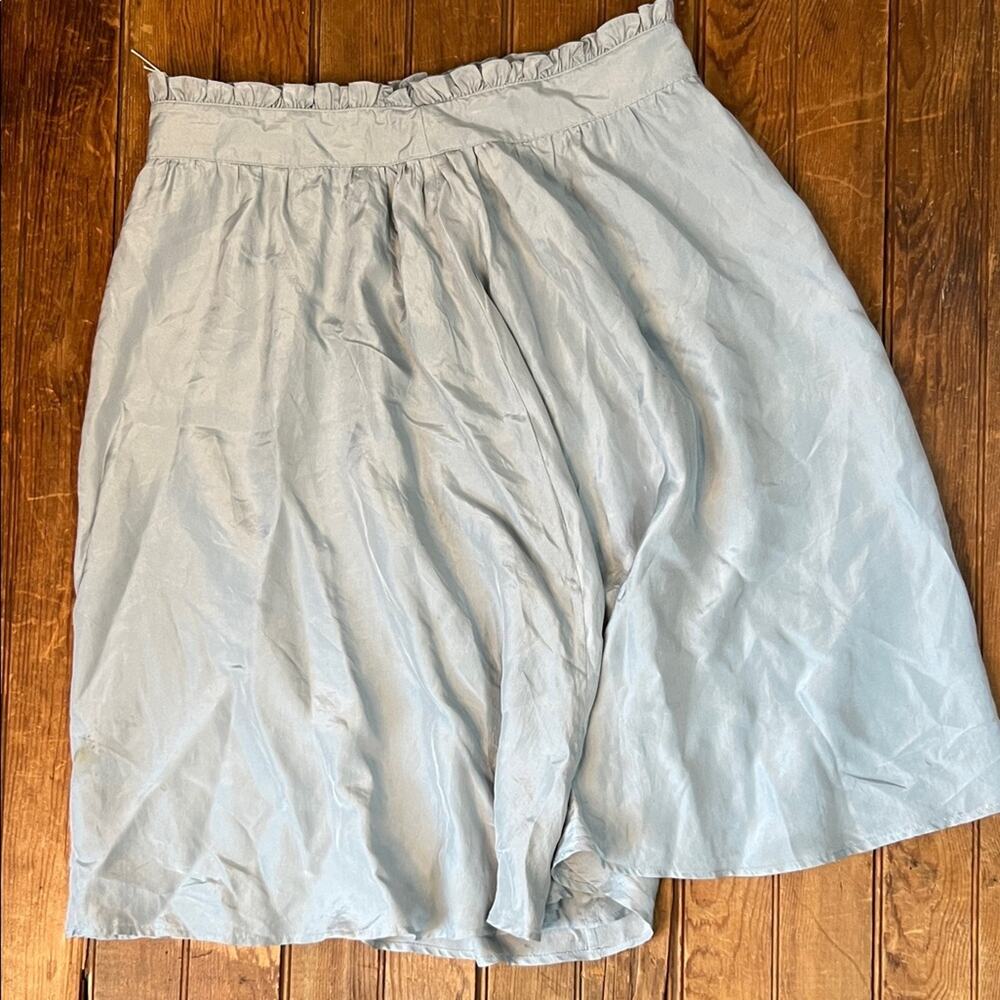 Burberry silk skirt blue gray ruffle top silk midi rescue me !